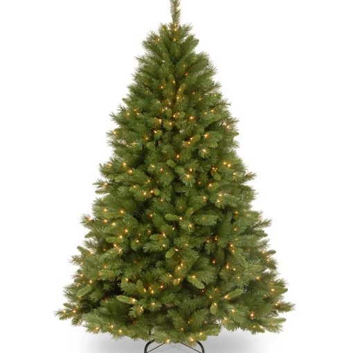 New National Tree Company Pre-Lit Artificial Full Christmas Tree, Green, Winchester Pine, White Lights, Includes Stand, 7.5 Feet