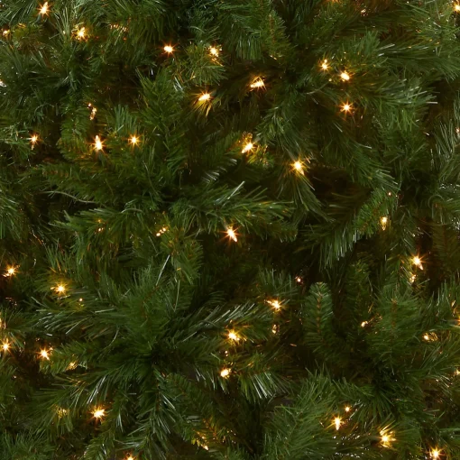 New National Tree Company Pre-Lit Artificial Full Christmas Tree, Green, Winchester Pine, White Lights, Includes Stand, 7.5 Feet