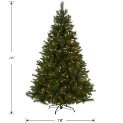 New National Tree Company Pre-Lit Artificial Full Christmas Tree, Green, Winchester Pine, White Lights, Includes Stand, 7.5 Feet