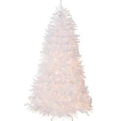Shop National Tree Company Pre-Lit Artificial Full Christmas Tree, White, Dunhill Fir, White Lights, Includes Stand, 6.5 Feet