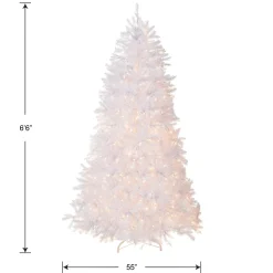 Shop National Tree Company Pre-Lit Artificial Full Christmas Tree, White, Dunhill Fir, White Lights, Includes Stand, 6.5 Feet