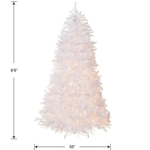 Shop National Tree Company Pre-Lit Artificial Full Christmas Tree, White, Dunhill Fir, White Lights, Includes Stand, 6.5 Feet