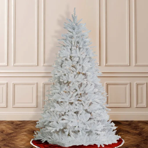 Shop National Tree Company Pre-Lit Artificial Full Christmas Tree, White, Dunhill Fir, White Lights, Includes Stand, 6.5 Feet