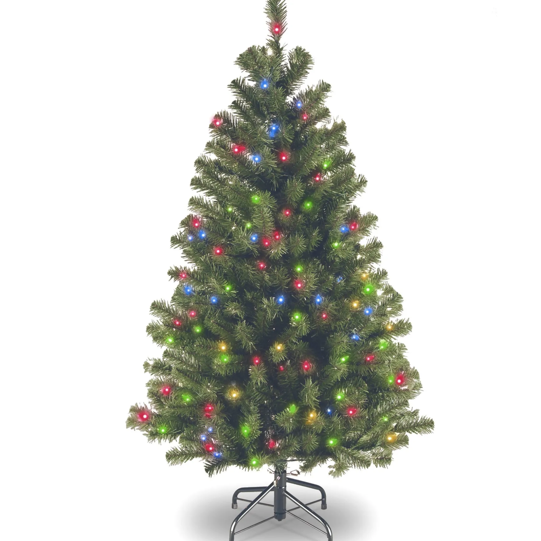 Pre-Lit Artificial Full Christmas Tree, Green, North Valley Spruce, Multicolor Lights, Includes Stand, 4.5 Feet^National Tree Company Fashion