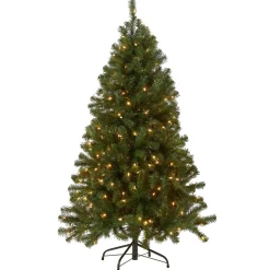 Sale National Tree Company Pre-Lit Artificial Full Christmas Tree, Green, North Valley Spruce, White Lights, Includes Stand, 5 Feet