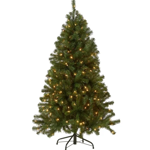 Sale National Tree Company Pre-Lit Artificial Full Christmas Tree, Green, North Valley Spruce, White Lights, Includes Stand, 5 Feet
