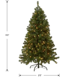 Sale National Tree Company Pre-Lit Artificial Full Christmas Tree, Green, North Valley Spruce, White Lights, Includes Stand, 5 Feet