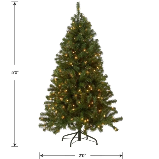 Sale National Tree Company Pre-Lit Artificial Full Christmas Tree, Green, North Valley Spruce, White Lights, Includes Stand, 5 Feet