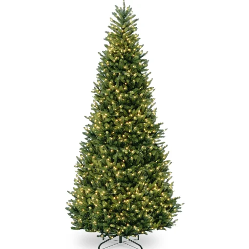Pre-Lit Artificial Giant Slim Christmas Tree, Green, White Lights, Includes Stand, 12 Feet^National Tree Company Clearance