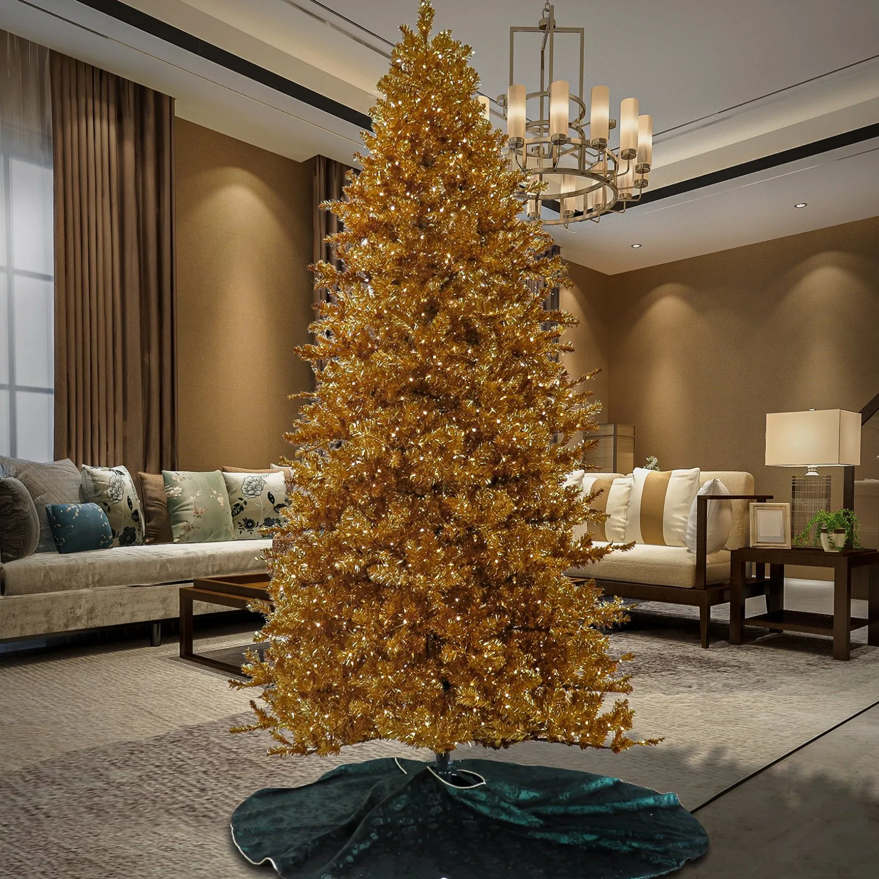 Sale National Tree Company Pre-Lit Artificial Gold Christmas Tree, With Warm White Led Lights, Plug In, 10 Ft