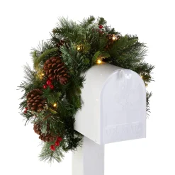 Hot National Tree Company Pre-Lit Artificial Mailbox Swag Decoration, Green, Colonial Fir, Led Lights, Decorated With Pine Cones, Berry Clusters, Christmas Collection, 3 Feet
