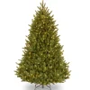 Pre-Lit Artificial Medium Christmas Tree, Green, Natural Fraser Fir, White Lights, Includes Stand, 6.5 Feet^National Tree Company New