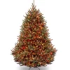 Best National Tree Company Pre-Lit Artificial Medium Christmas Tree, Green, Natural Fraser Fir, Multicolor Lights, Includes Stand, 7.5 Feet