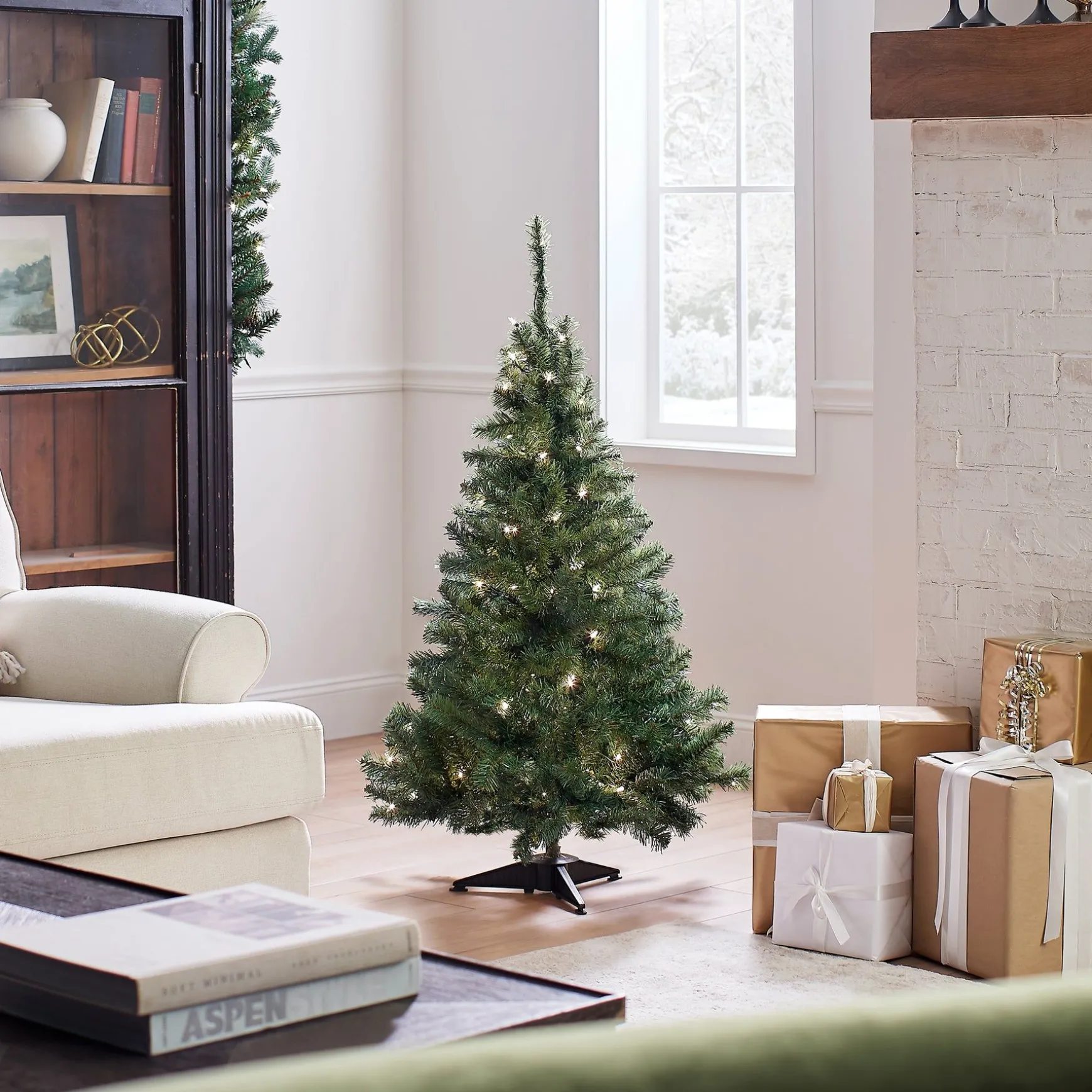 Cheap National Tree Company Pre-Lit Artificial Mini Christmas Tree, Green, Kincaid Spruce, White Lights, Includes Stand, 4 Feet