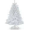 Pre-Lit Artificial Mini Christmas Tree, White, Dunhill Fir, White Lights, Includes Stand, 4.5 Feet^National Tree Company Best