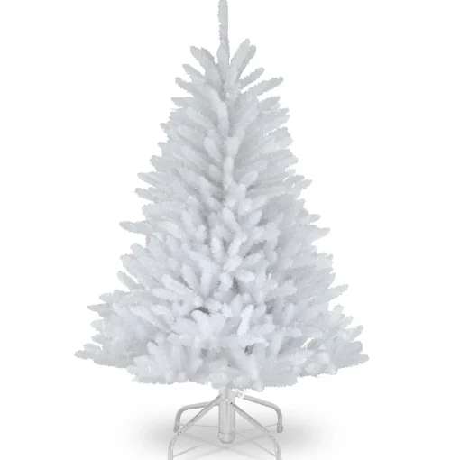 Pre-Lit Artificial Mini Christmas Tree, White, Dunhill Fir, White Lights, Includes Stand, 4.5 Feet^National Tree Company Best
