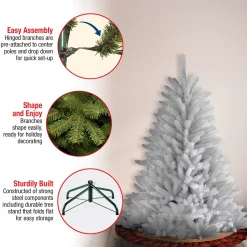 Store National Tree Company Pre-Lit Artificial Mini Christmas Tree, White, Dunhill Fir, Unlit, Includes Stand, 4.5 Feet