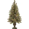 Flash Sale National Tree Company Pre-Lit Artificial Mini Christmas Tree, Green, Glittery Bristle Pine, White Led Lights, Flocked With Pine Cones, Frosted Branches, Includes Decorative Urn Base, 4 Feet