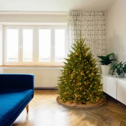 Shop National Tree Company Pre-Lit Artificial Mini Christmas Tree, Green, Dunhill Fir, White Lights, Includes Stand, 4.5 Feet