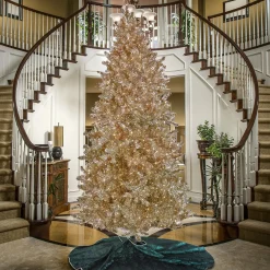 Clearance National Tree Company Pre-Lit Artificial Platinum Metallic Christmas Tree, With Warm White Rice Led Lights, Plug In, 10 Ft