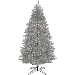 Pre-Lit Artificial Silver Christmas Tree, With Cool White Led Lights, Plug In, 7.5 Ft^National Tree Company Cheap