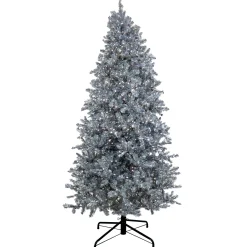 Best National Tree Company Pre-Lit Artificial Silver Christmas Tree, With Cool White Led Lights, Plug In, 9 Ft