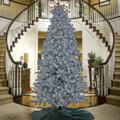 Best National Tree Company Pre-Lit Artificial Silver Christmas Tree, With Cool White Led Lights, Plug In, 9 Ft