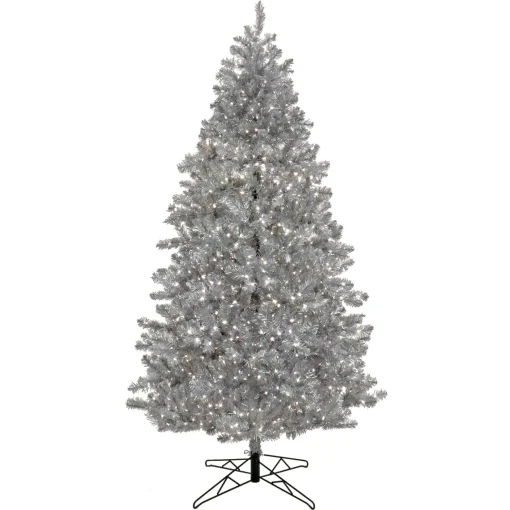 Sale National Tree Company Pre-Lit Artificial Silver Christmas Tree, With Cool White Led Lights, Plug In, 7.5 Ft