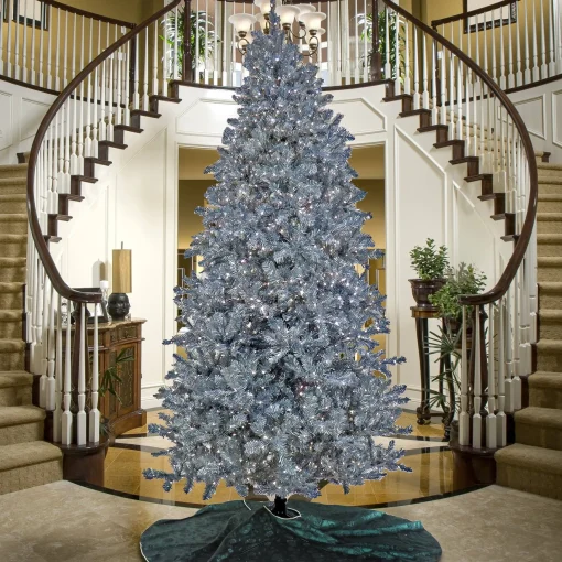 Clearance National Tree Company Pre-Lit Artificial Silver Christmas Tree, With Cool White Led Lights, Plug In, 10 Ft
