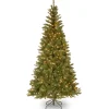 Online National Tree Company Pre-Lit Artificial Slim Christmas Tree, Green, Aspen Spruce, White Lights, Includes Stand, 7 Feet