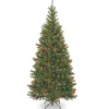 Shop National Tree Company Pre-Lit Artificial Slim Christmas Tree, Green, Aspen Spruce, Multicolor Lights, Includes Stand, 7 Feet