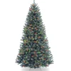 Pre-Lit Artificial Slim Christmas Tree, Blue, North Valley Spruce, Multicolor Lights, Includes Stand, 7.5 Feet^National Tree Company Best