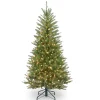 Pre-Lit Artificial Slim Christmas Tree, Green, Dunhill Fir, White Lights, Includes Stand, 4.5 Feet^National Tree Company New