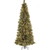 Discount National Tree Company Pre-Lit Artificial Slim Christmas Tree, Green, Glittery Bristle Pine, White Lights, Includes Stand, 7.5 Feet