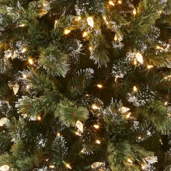 Discount National Tree Company Pre-Lit Artificial Slim Christmas Tree, Green, Glittery Bristle Pine, White Lights, Includes Stand, 7.5 Feet