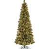 Best Sale National Tree Company Pre-Lit Artificial Slim Christmas Tree, Green, Glittery Bristle Pine, White Lights, Includes Stand, 6.5 Feet