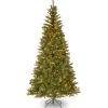 Pre-Lit Artificial Slim Christmas Tree, Green, Aspen Spruce, White Lights, Includes Stand, 6.5 Feet^National Tree Company New