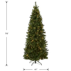 Hot National Tree Company Pre-Lit Artificial Slim Christmas Tree, Lehigh Valley Pine, Green, White Lights, Includes Stand, 7.5 Feet