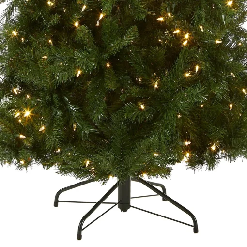 Hot National Tree Company Pre-Lit Artificial Slim Christmas Tree, Lehigh Valley Pine, Green, White Lights, Includes Stand, 7.5 Feet