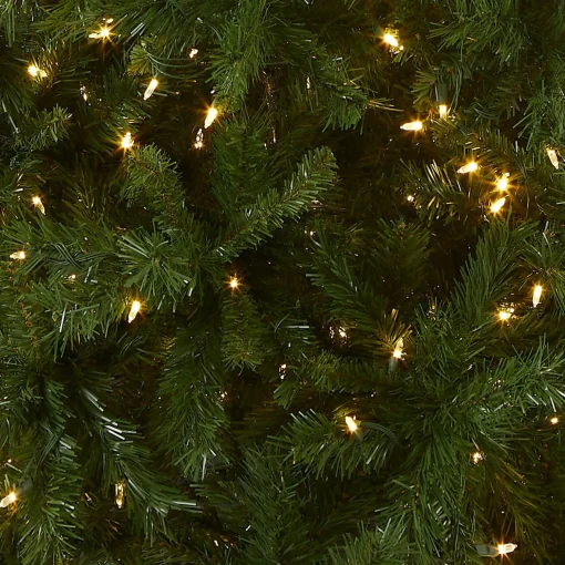 Hot National Tree Company Pre-Lit Artificial Slim Christmas Tree, Lehigh Valley Pine, Green, White Lights, Includes Stand, 7.5 Feet