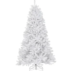 Pre-Lit Artificial Slim Christmas Tree, White, North Valley Spruce, White Lights, Includes Stand, 7.5 Feet^National Tree Company Fashion