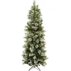 Pre-Lit Artificial Slim Christmas Tree, Wintry Pine, Green, White Lights, Decorated With Pine Cones, Includes Stand, 7.5 Feet^National Tree Company Flash Sale