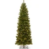 Cheap National Tree Company Pre-Lit Artificial Slim Christmas Tree, Green, North Valley Spruce, White Lights, Includes Stand, 7.5 Feet