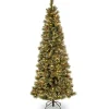Cheap National Tree Company Pre-Lit Artificial Slim Christmas Tree, Green, Glittery Bristle Pine, White Lights, Includes Stand, 7.5 Feet