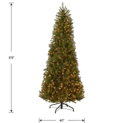 Sale National Tree Company Pre-Lit Artificial Slim Christmas Tree, Green, White Lights, Includes Stand, 6.5 Feet