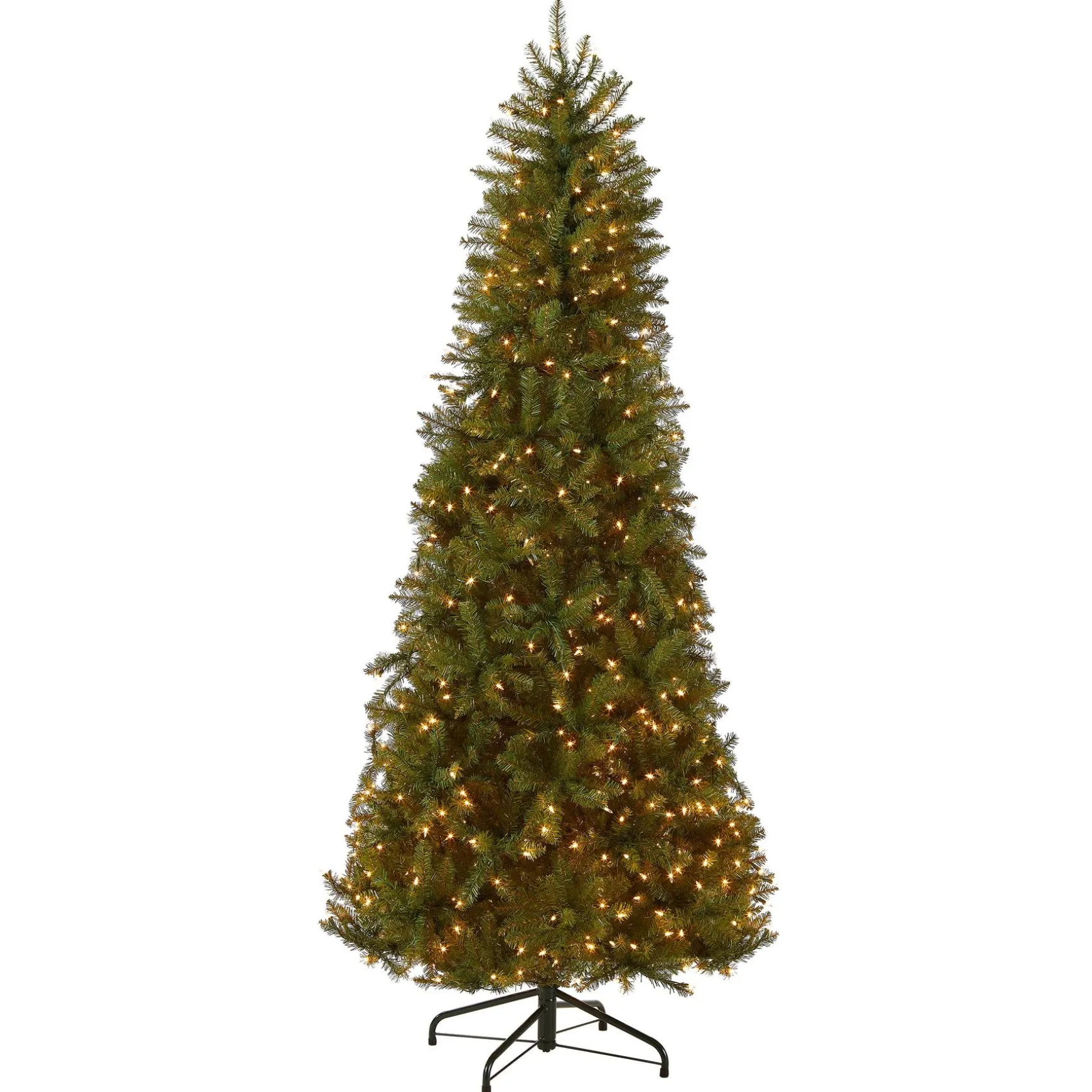 Sale National Tree Company Pre-Lit Artificial Slim Christmas Tree, Green, Dunhill Fir, White Lights, Includes Stand, 7.5 Feet