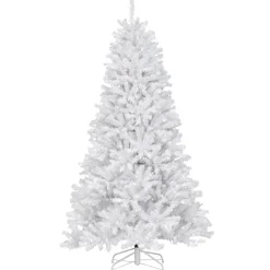 Clearance National Tree Company Pre-Lit Artificial Slim Christmas Tree, White, North Valley Spruce, White Lights, Includes Stand, 7.5 Feet