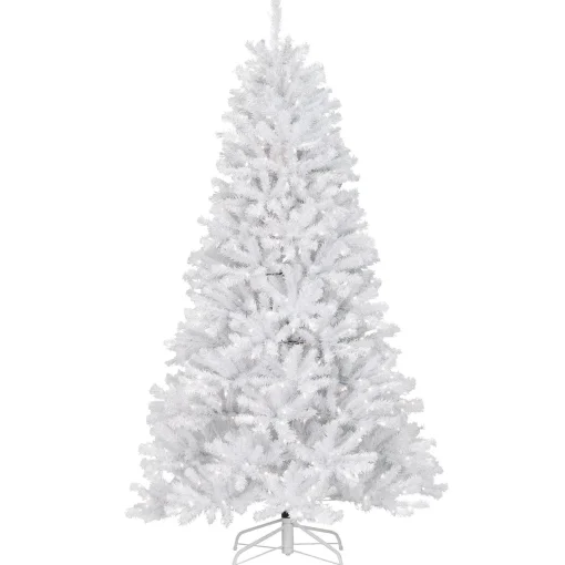 Clearance National Tree Company Pre-Lit Artificial Slim Christmas Tree, White, North Valley Spruce, White Lights, Includes Stand, 7.5 Feet