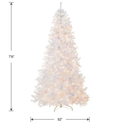 Clearance National Tree Company Pre-Lit Artificial Slim Christmas Tree, White, North Valley Spruce, White Lights, Includes Stand, 7.5 Feet