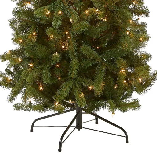 Cheap National Tree Company Pre-Lit 'Feel Real' Artificial Slim Downswept Christmas Tree, Green, Douglas Fir, White Lights, Includes Stand, 7.5 Feet